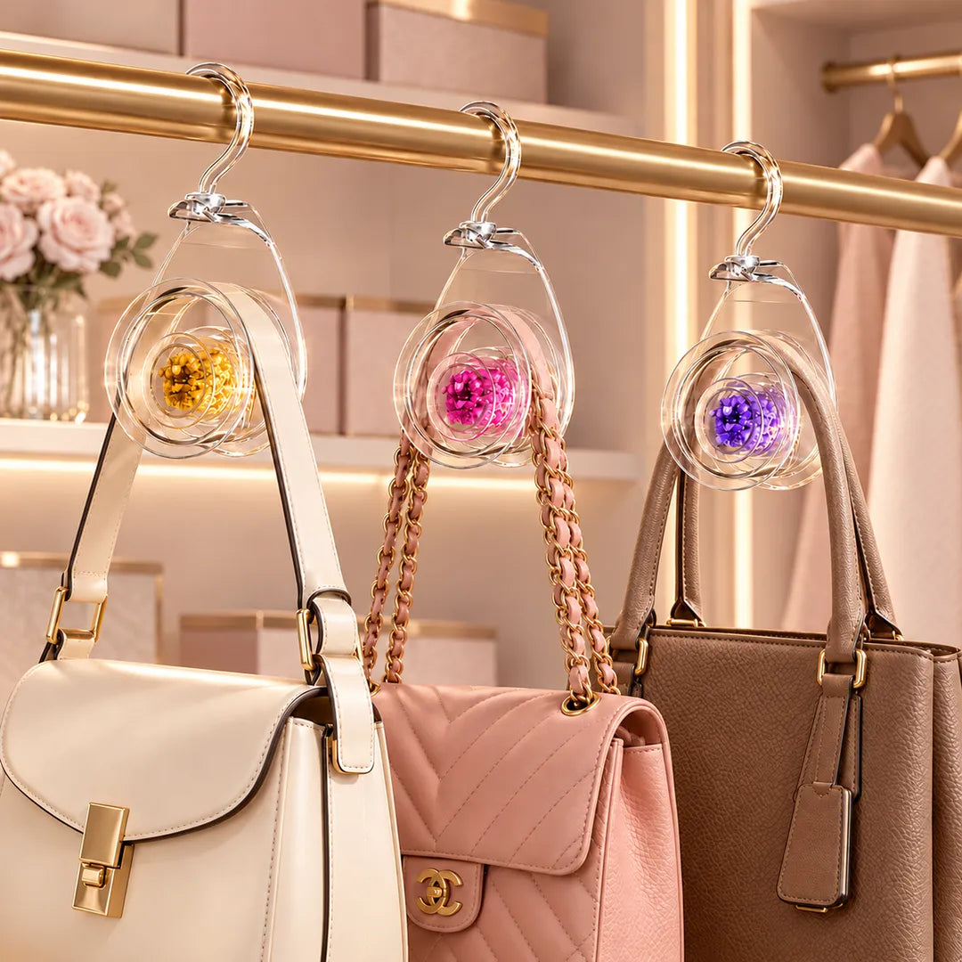 Scented Handbag Care Hanger – Wide-Arc Purse Organizer