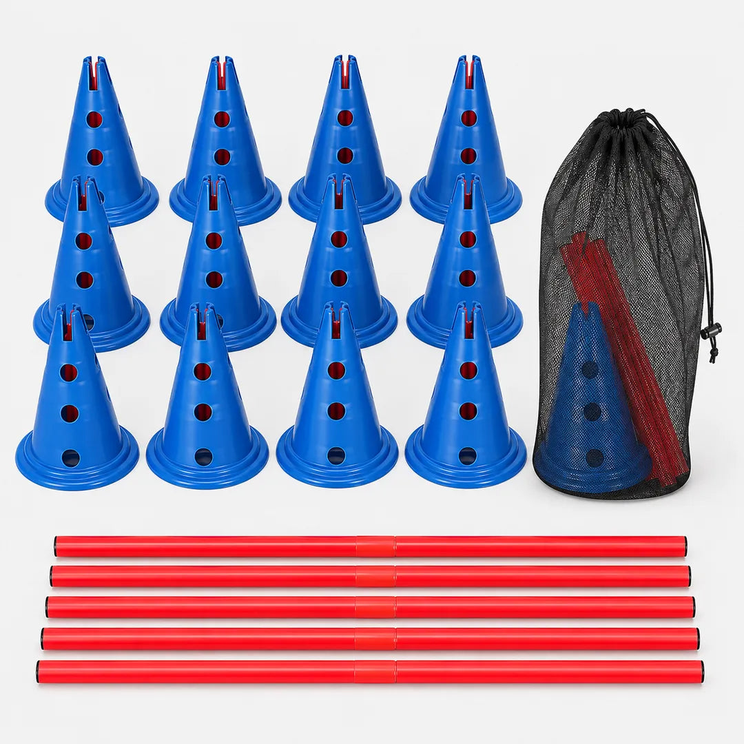 Dog Agility & Coordination Training Set – 12 Cones + 6 Poles